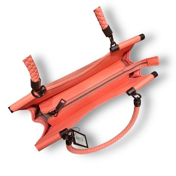 Badgley Mischka Coral Vegan Leather Crossbody Bag Braided Handle Zip Top NWT - Picture 6 of 9